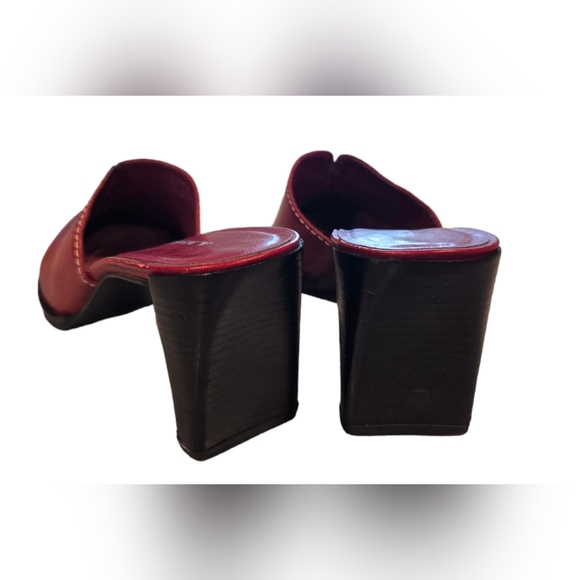 Marinelli Deep Red Leather Slings Slide On 3in. Heels Size 8 Shoes Kitten Heel - Picture 5 of 13